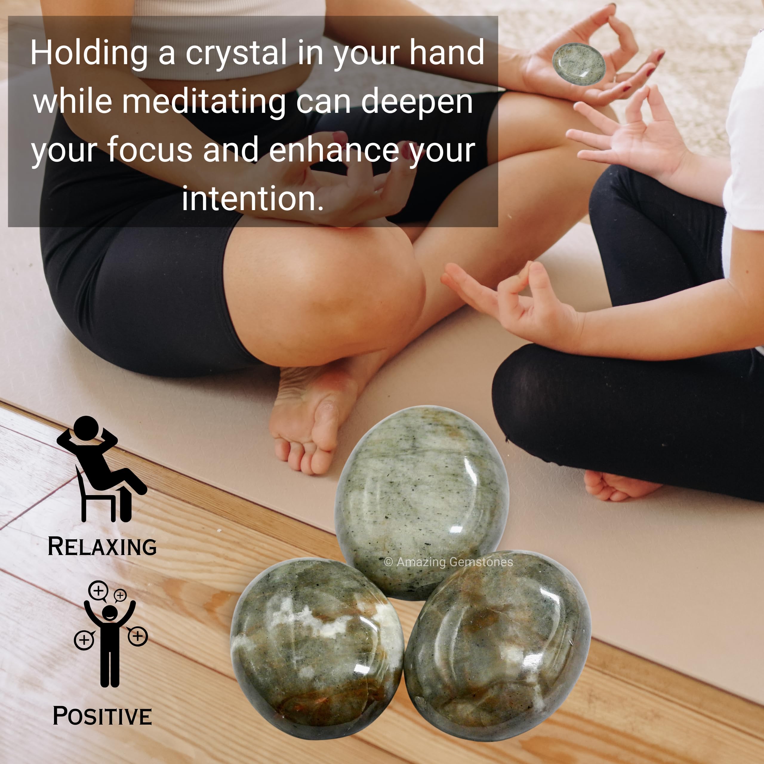 Chrysoberyl Cats Eye Crystals and Healing Stones - Large Palm Stone Crystals Piedra - Crystal for Good Luck, Positive Energy, Me