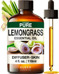 KUKKA Lemongrass Essential Oils - 4 Fl Oz - for Hair, Skin, Diffuser, Aromatherapy & DIY Soap Making Scent