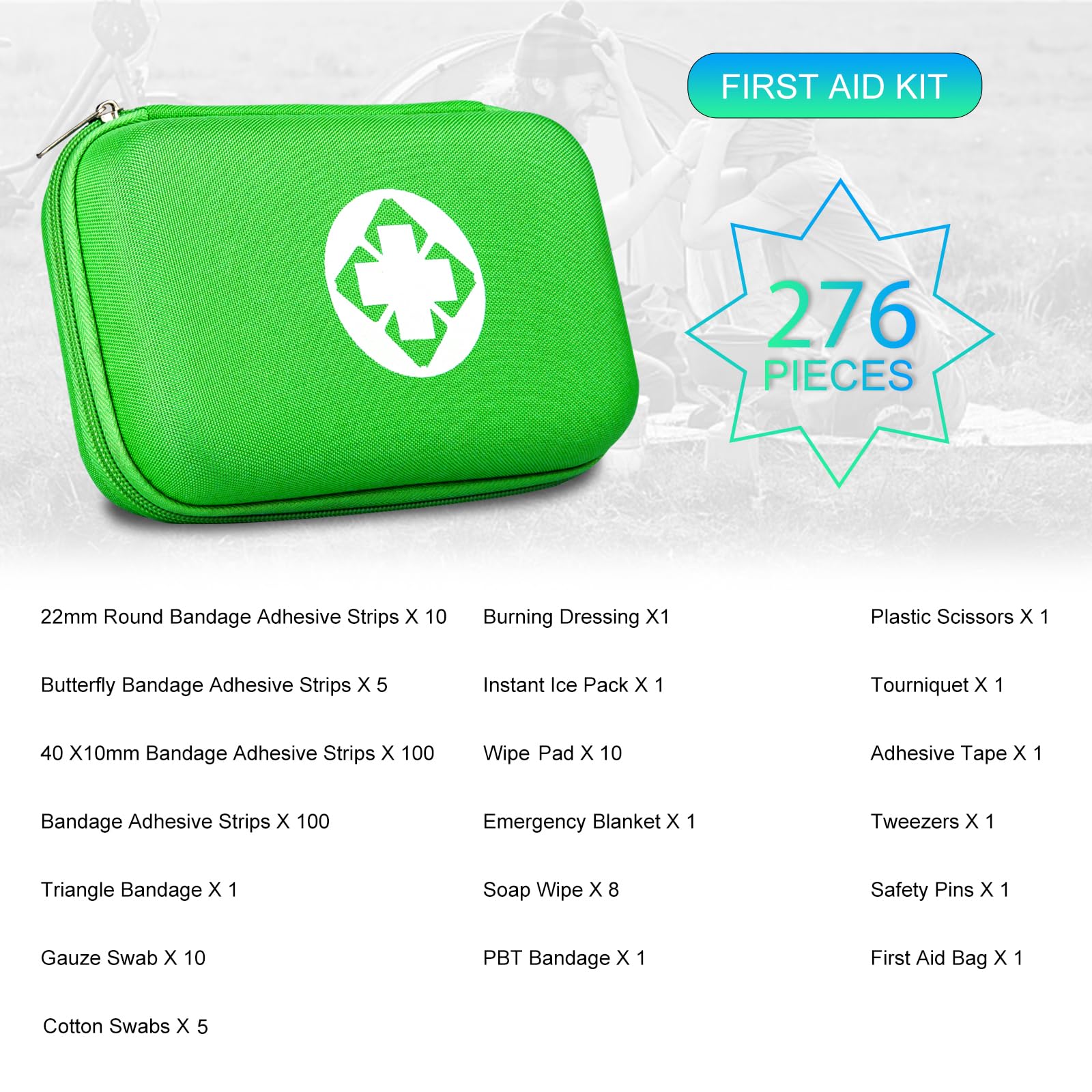 276 Car First Aid Kit for Business, Portable First Aid Kits Travel Szie Emergency Essentials Supplies for Outdoor Activities Ska