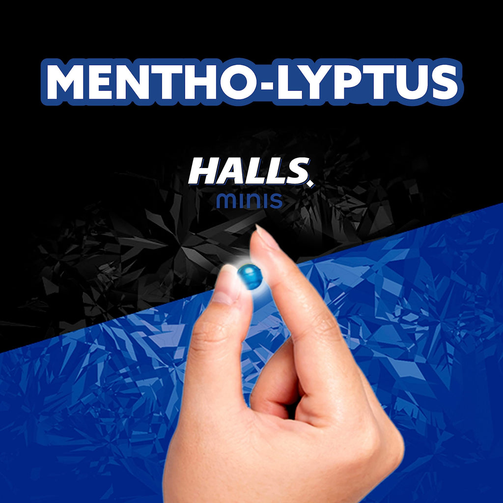 HALLS Minis Mentho-Lyptus Flavor Sugar Free Cough Drops, 8 Packs of 24 Drops (192 Drops Total)