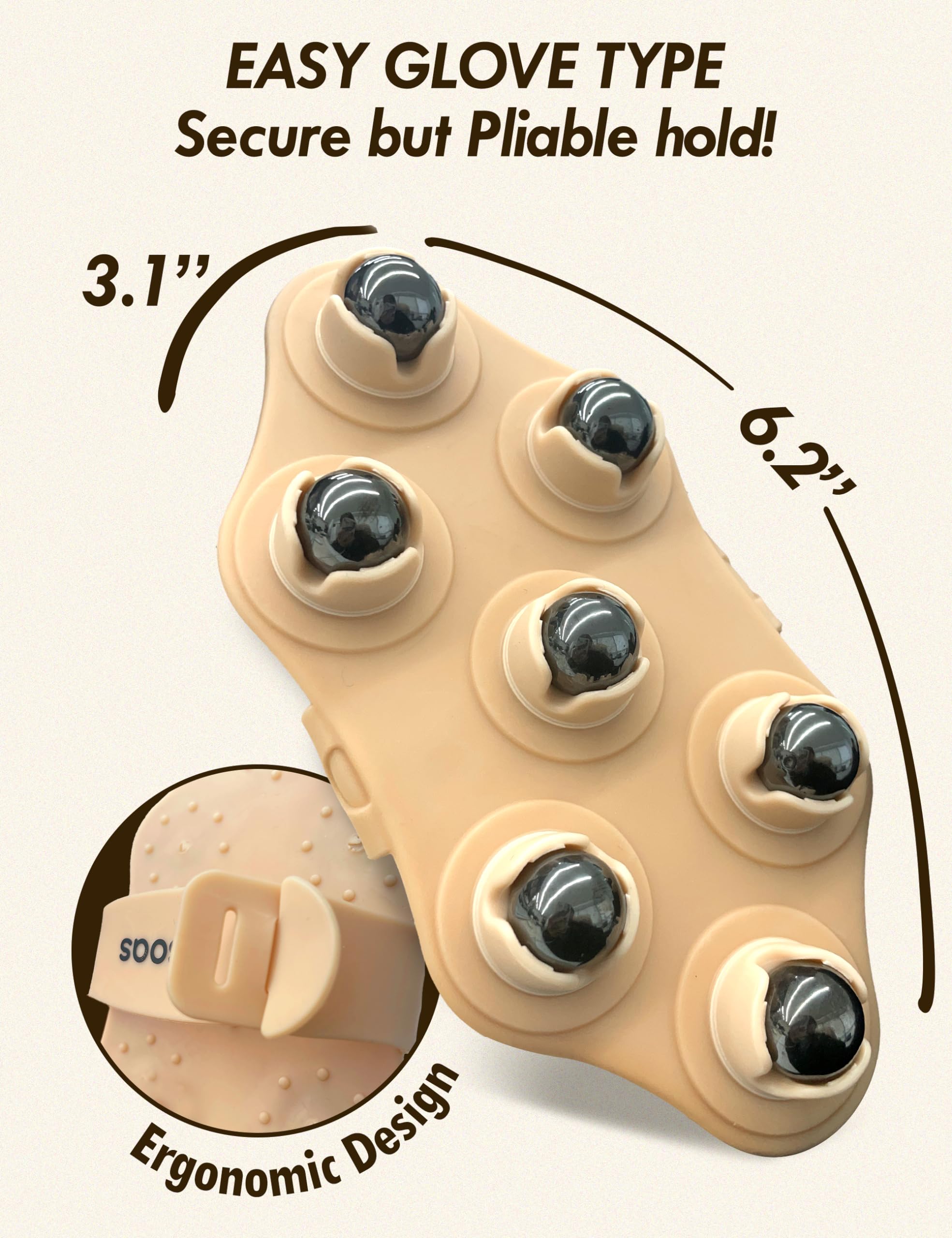 soas Full-Body Lymphatic Massager Hand Held Massage Roller w/ 7 Durable Magnetic Bead Roller Balls - Portable Whole Body Massage