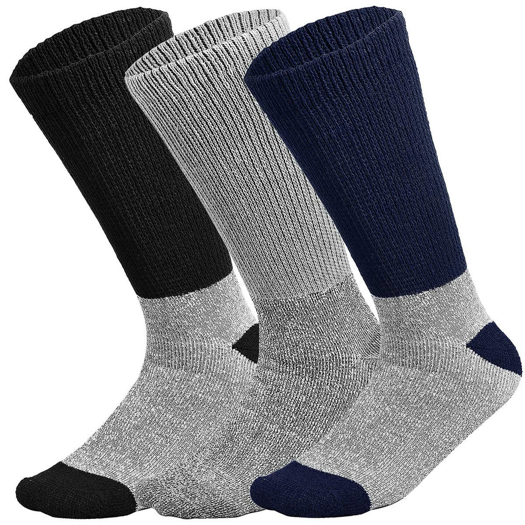 Doctor Recommend Thermal Diabetic Socks Keep Foot Warm Non-Binding Crew Socks For Men Women (10-13, 3 Pairs Assorted)