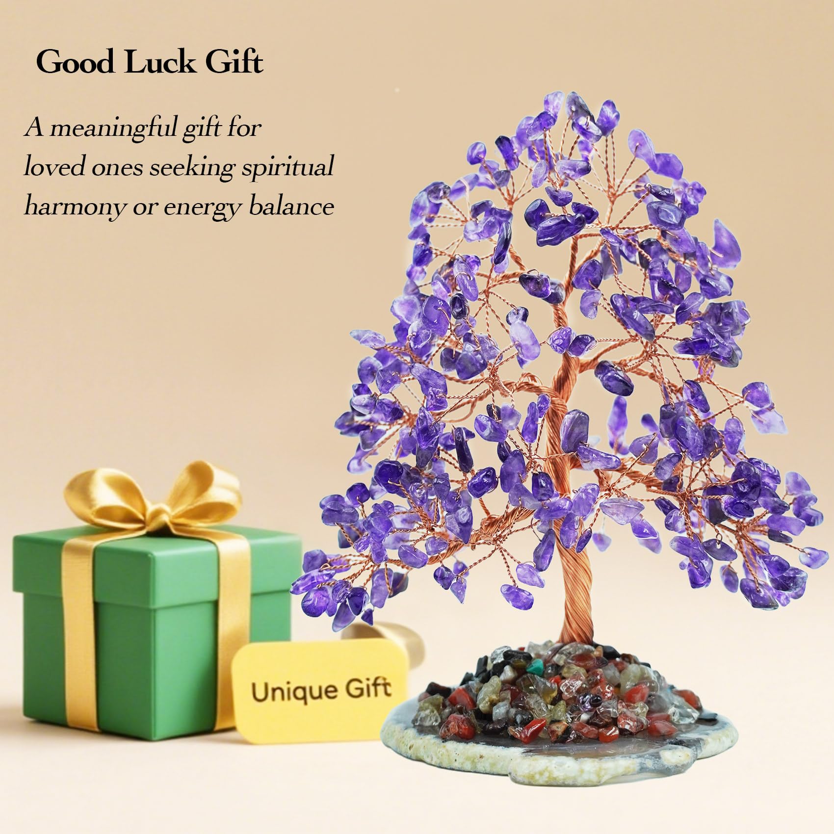 Tizzomx Amethyst Crystal Healing Chakra Tree of Life, Sister Women Birthday Spiritual Gifts Positive Energy & Good Luck, Bonsai