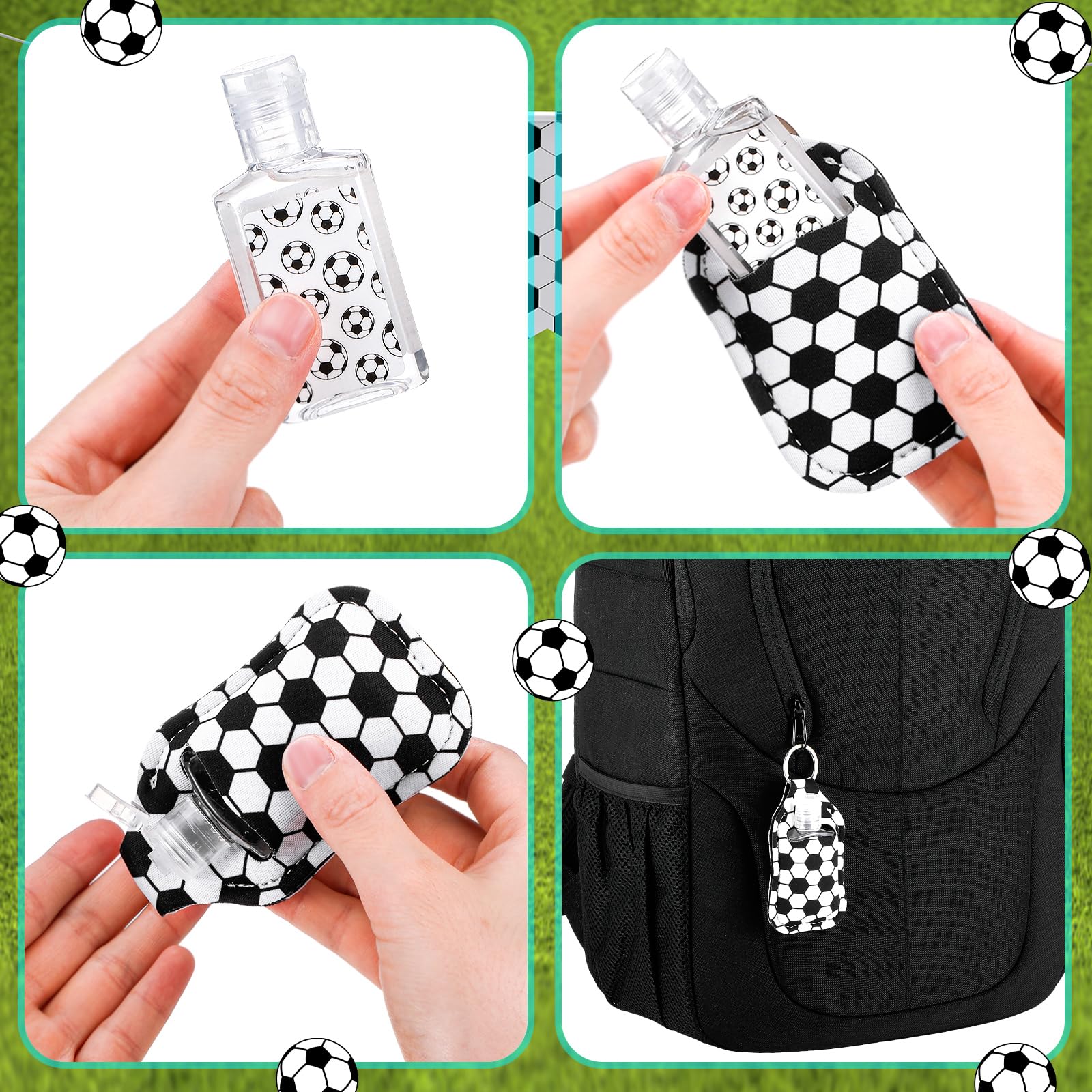 Frienda 24 Pcs Mini Hand Sanitizer Bulk Gift Set Include 12 Hand Gel 1 Fl oz 12 Hand Sanitizer Holder Keychains for Team Teen Gi