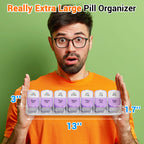 Daviky Large Pill Organizer 7 Day, Weekly XL Pill Box 2 Times a Day, Extra Big Medicine Case AM PM for Vitamins, Supplements and