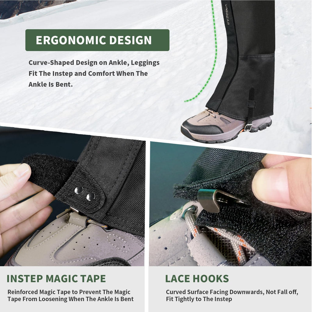 Unigear Snow Leg gaiters, Waterproof Boot gaiters for Hiking Walking climbing Hunting Skiing 1000D Fabric (Medium)
