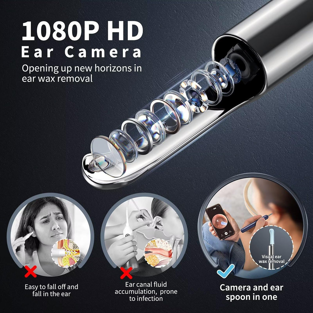 Ear Wax Removal, Ear Cleaner with Camera and Light, Ear Wax Removal Kit with 8 Pcs Set, Ear Wax Removal Tool Camera with 1080P,