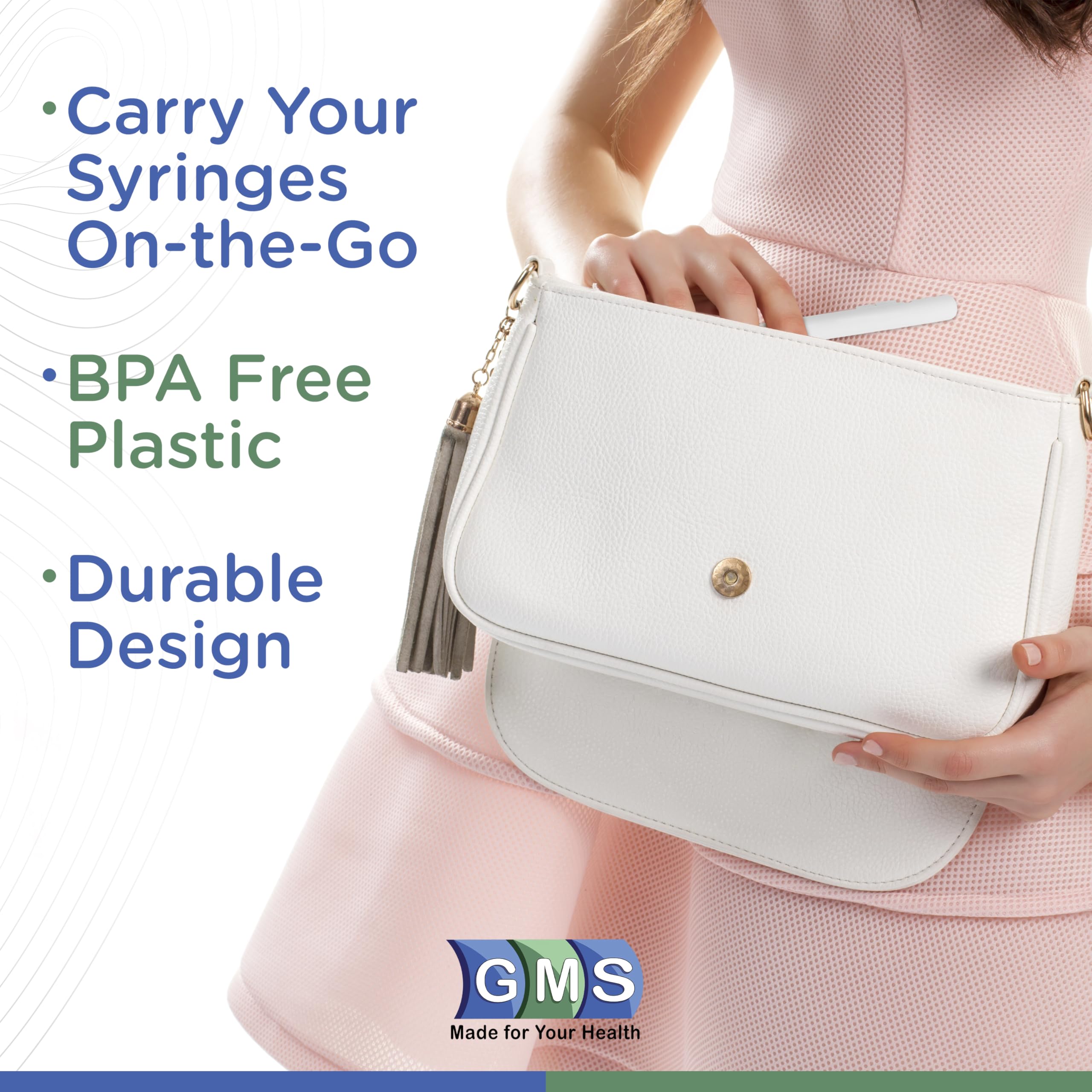 GMS 60cc Syringe Case - Holds New, Prefilled & Used Syringes with Needles - Small & Discreet - Ideal for Travel - Sharps Contain