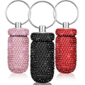 Patelai 3 Pieces Bling Pill Container Portable Pill Bottle Case Waterproof Travel Holder Storage with Keychain for Outdoor Campi