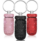 Patelai 3 Pieces Bling Pill Container Portable Pill Bottle Case Waterproof Travel Holder Storage with Keychain for Outdoor Campi