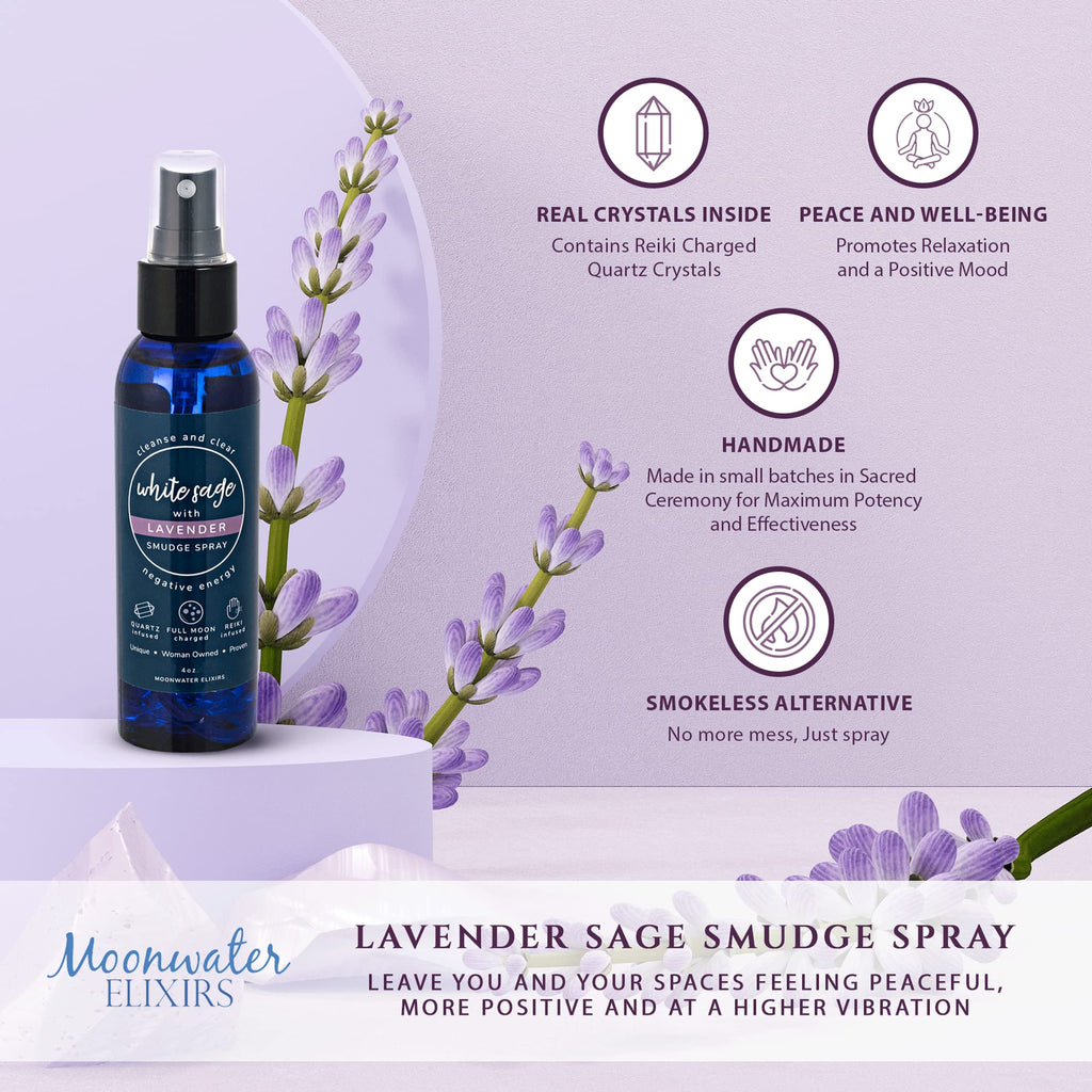 White Sage Smudge Spray for Spiritual Cleansing & Aura Protection, Sage & Lavender Smudging Spray - Cleansing Negative Energy &