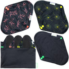 Wegreeco Reusable Menstrual Pads - Sanitary Pads and Panty Liners | Soft Cloth - 6 Pack With 1 Mini Wet Bag (Large, Dandelion)