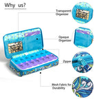 Weekly Pill Organizer 2 Times a Day, Zumd Pill Box 7 Day with Cute Quilted Fabric Zipper Case, Travel Pill Case Am Pm for Vitami