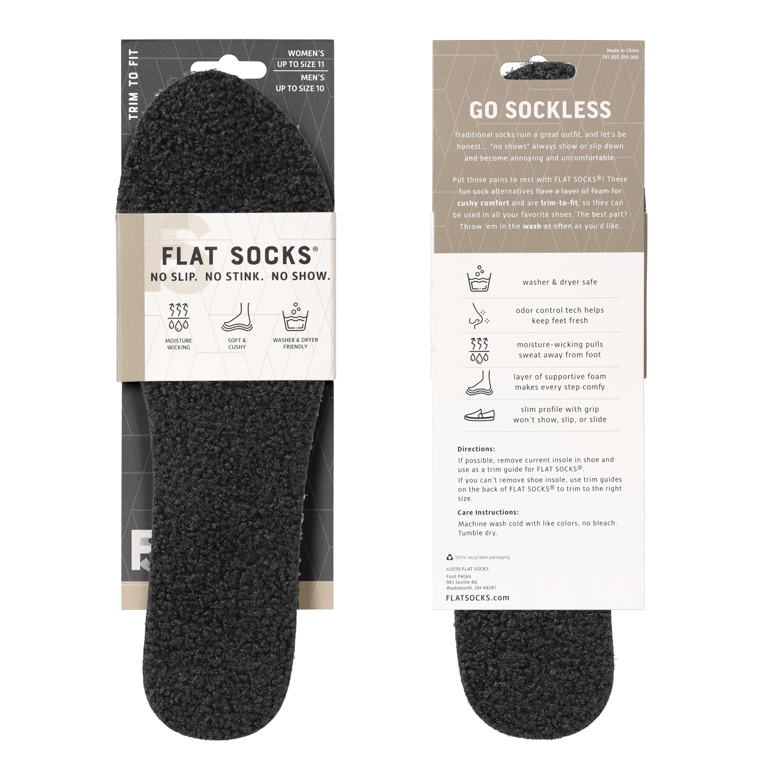 FLAT SOCKS No Show Socks, Sockless Shoe Liner, No Slipping, No Stinking, Washable Barefoot Shoe Insert for Men and Women, Poodle