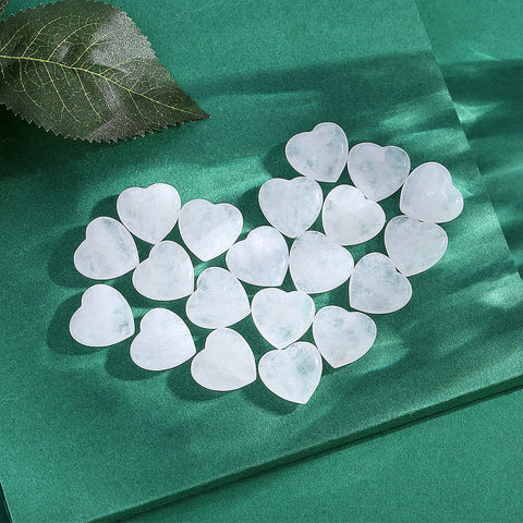 20 PCS Clear Crystal Heart Healing Crystals Cute Polished Crystal Mini Pocket Stones Natural Palm Love Gemstones Set Bulk Wholes