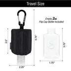 2nd Childhood Sanitizer Holder Bag; Travel Size Empty 2 oz Refillable Bottle; Carabiner Clips on to Backpack or Purse