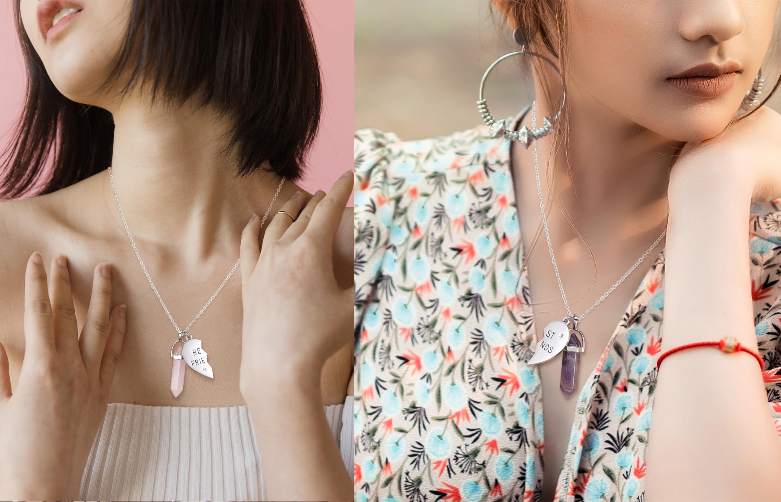 PESOENTH Best Friend Friendship Necklace Birthday Gifts For Women- BFF Necklace for 2 Heart,Matching Necklaces for best friends