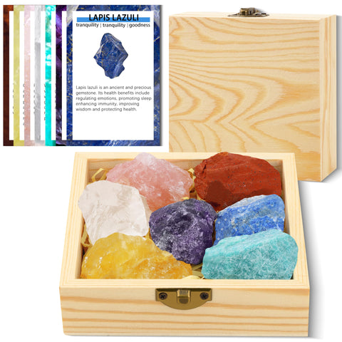 Healing Crystals for Beginners - 7 Chakra Stones and Crystals Healing Collection -Including Amethyst, Rose Quartz, Lapis Lazuli,