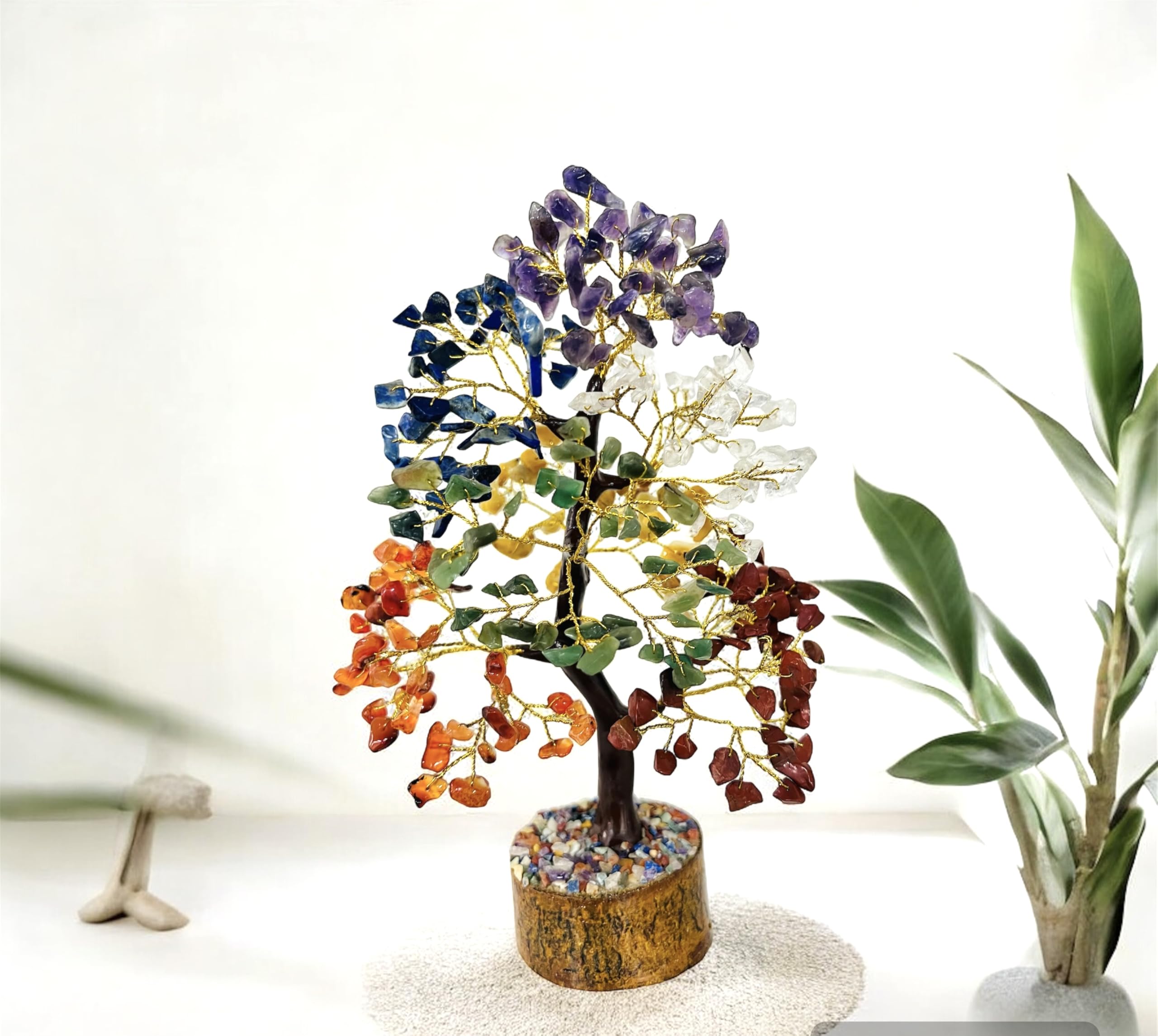 Seven Chakra Tree of Life, Crystal Tree for Positive Energy, Artificial Tree, Crystal Decoration, Money Tree, Handmade 7 Chakra