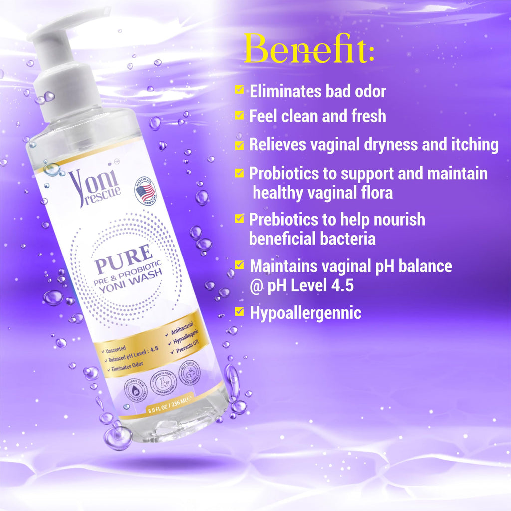 Yoni Rescue Pure Probiotic Yoni Wash - All Natural Ph Balance Feminine Wash for Women Essentials Wetness, Vaginal Wash Intimate