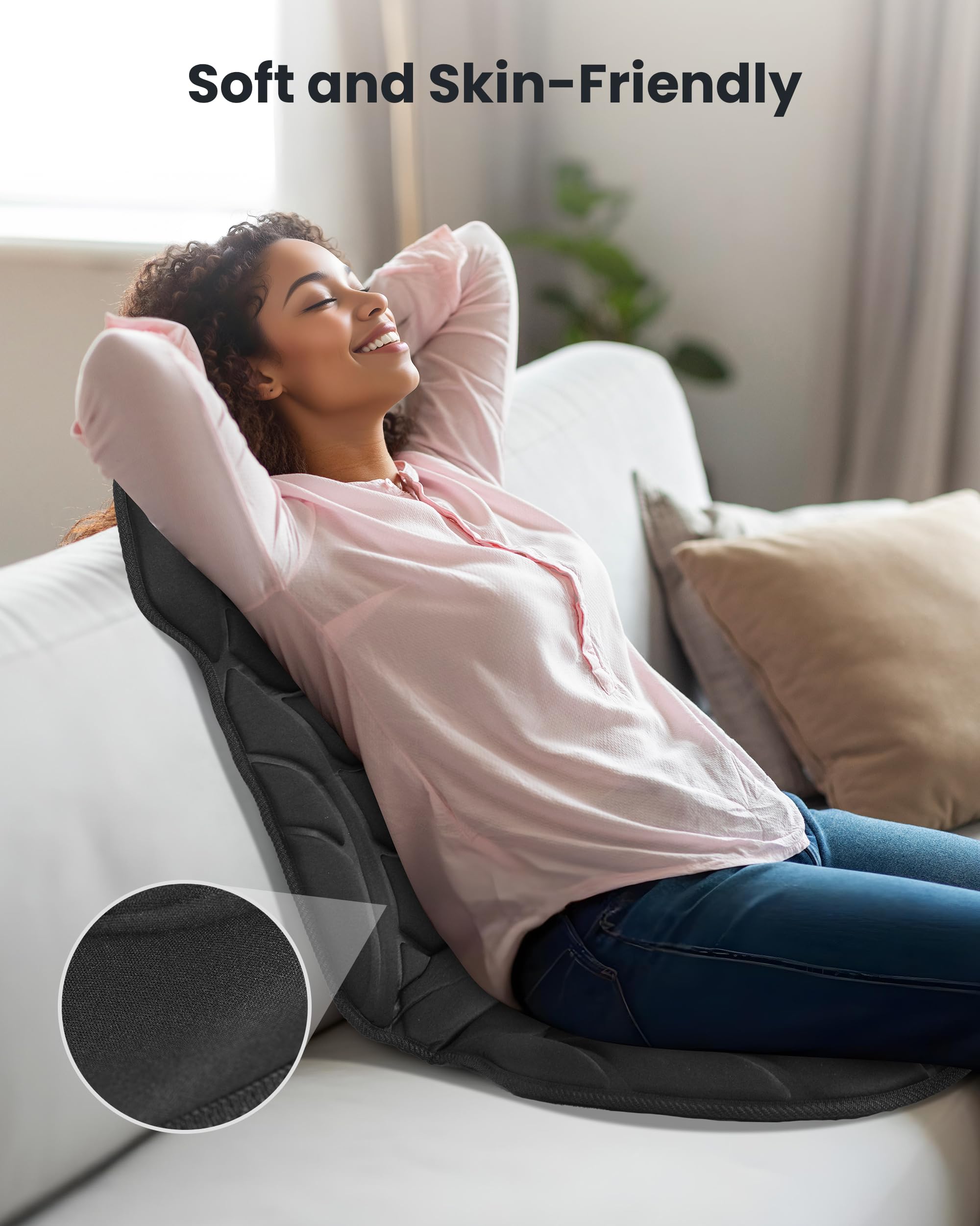 COMFIER Back Massager with Heat, Vibration Massage Seat Cushion with 8 Massage Nodes & 5 Modes, Adjustable Chair Massager Pad fo