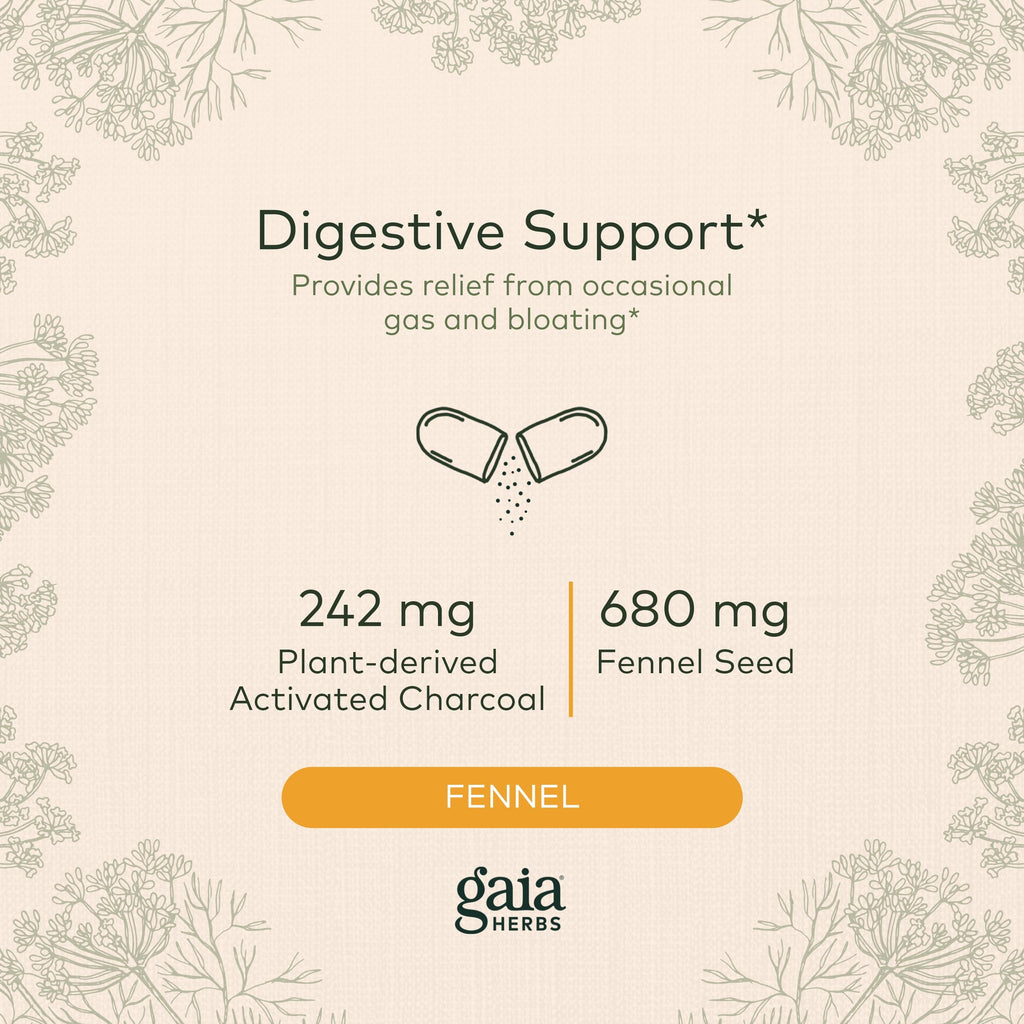 Gaia Herbs Gas & Bloating - Provides Relief from Occasional Gas and Bloating - with Activated Charcoal, Fennel, Chamomile, Cumin