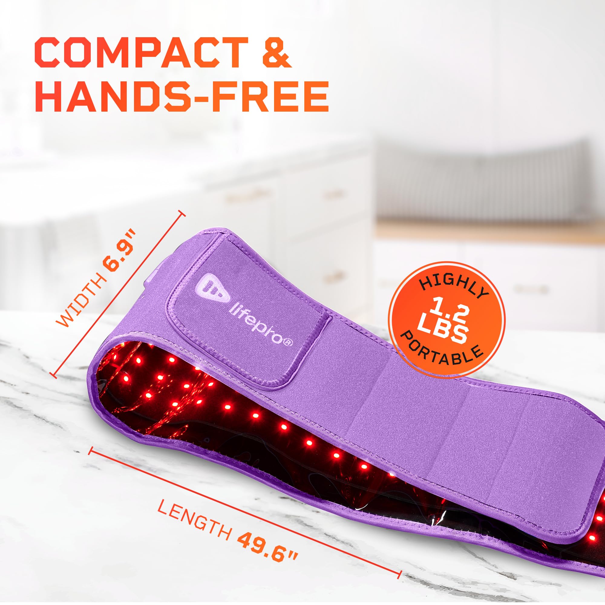 Lifepro Red Light Therapy Belt - 660nm & 850nm Near Infrared & Red Light Therapy for Body, Relaxing Muscle, Inflammation, Improv