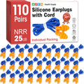 AZEN 110 Pairs Silicone Ear Plugs, Reusable Earplugs for Noise Reduction, 25dB NRR Corded Ear Plugs for Sleeping Noise Cancellin