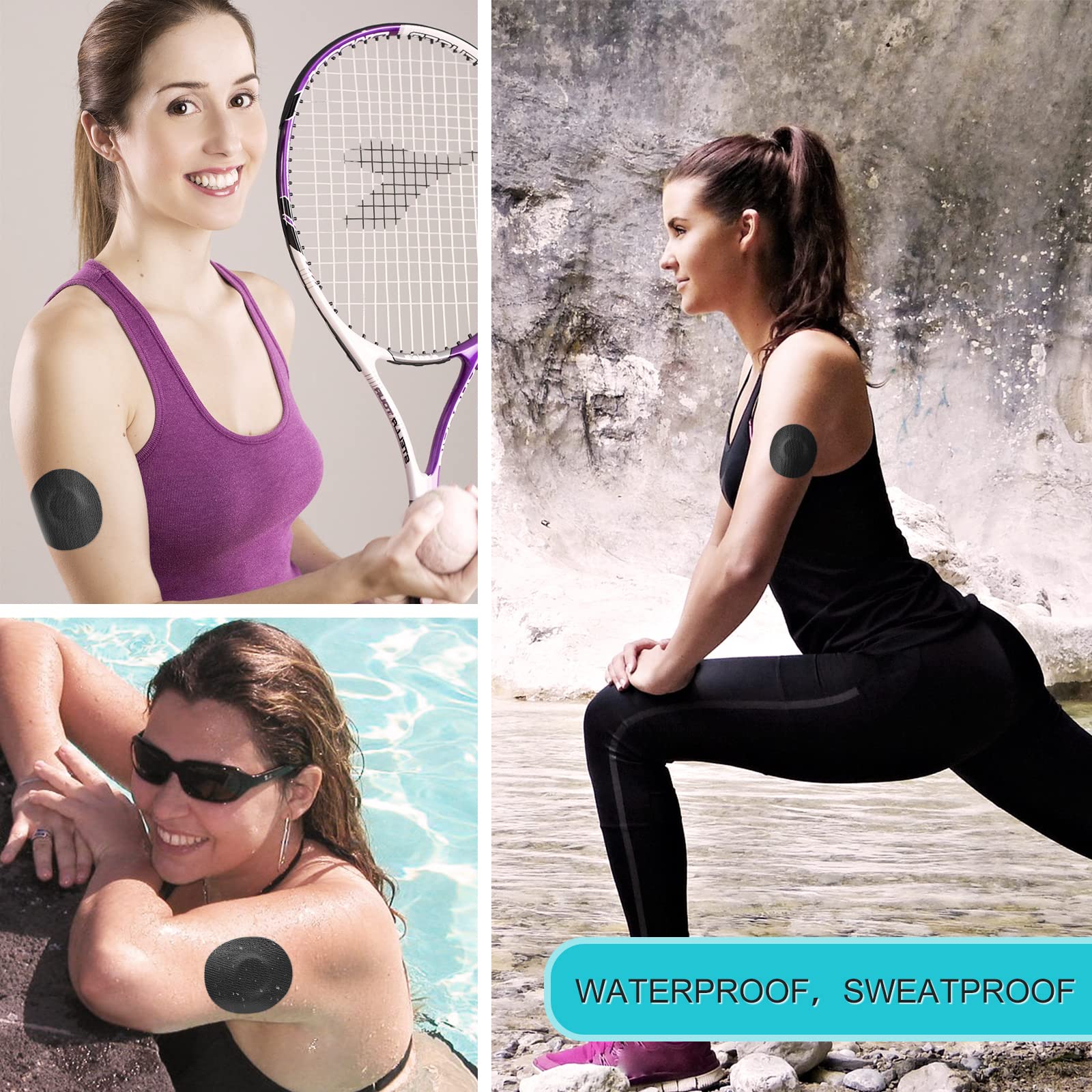 funpatch 20pcs Libre 2 Sensor Covers Waterproof, Freestyle Adhesive Patches Latex-Free & Hypoallergenic Long Stay for 14 Days St