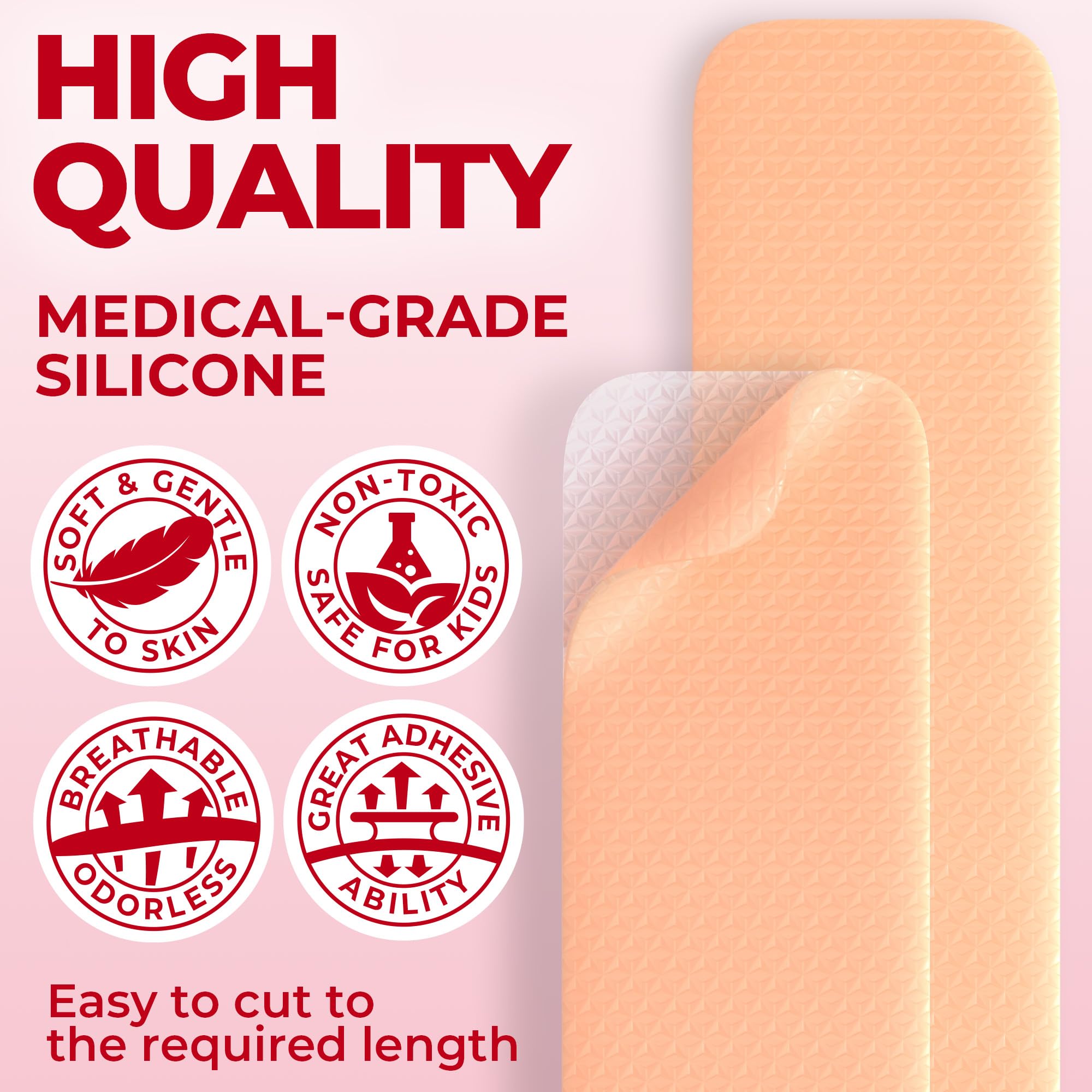 Medical Grade Silicone Scar Sheets - 6pk (7   x1.6   ) - Visible Difference on C-Section Scars - Reusable Silicone Sheets for Sc
