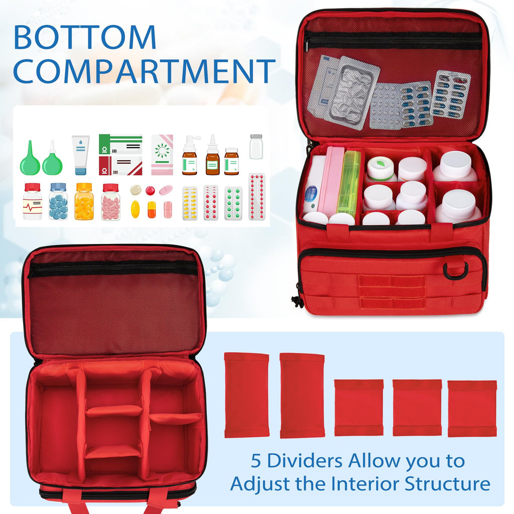 CURMIO Tactical Pill Bottle Organizer Case, Double Layers Medicine Storage Bag for Medication Bottles, Vitamins, Medical Supplie