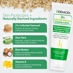 DERMOIA 2% Colloidal Oatmeal Eczema Lotion - Soothing and Moisturizing Anti-Itch Cream & Body Lotion with Aloe Vera, Shea and Gl