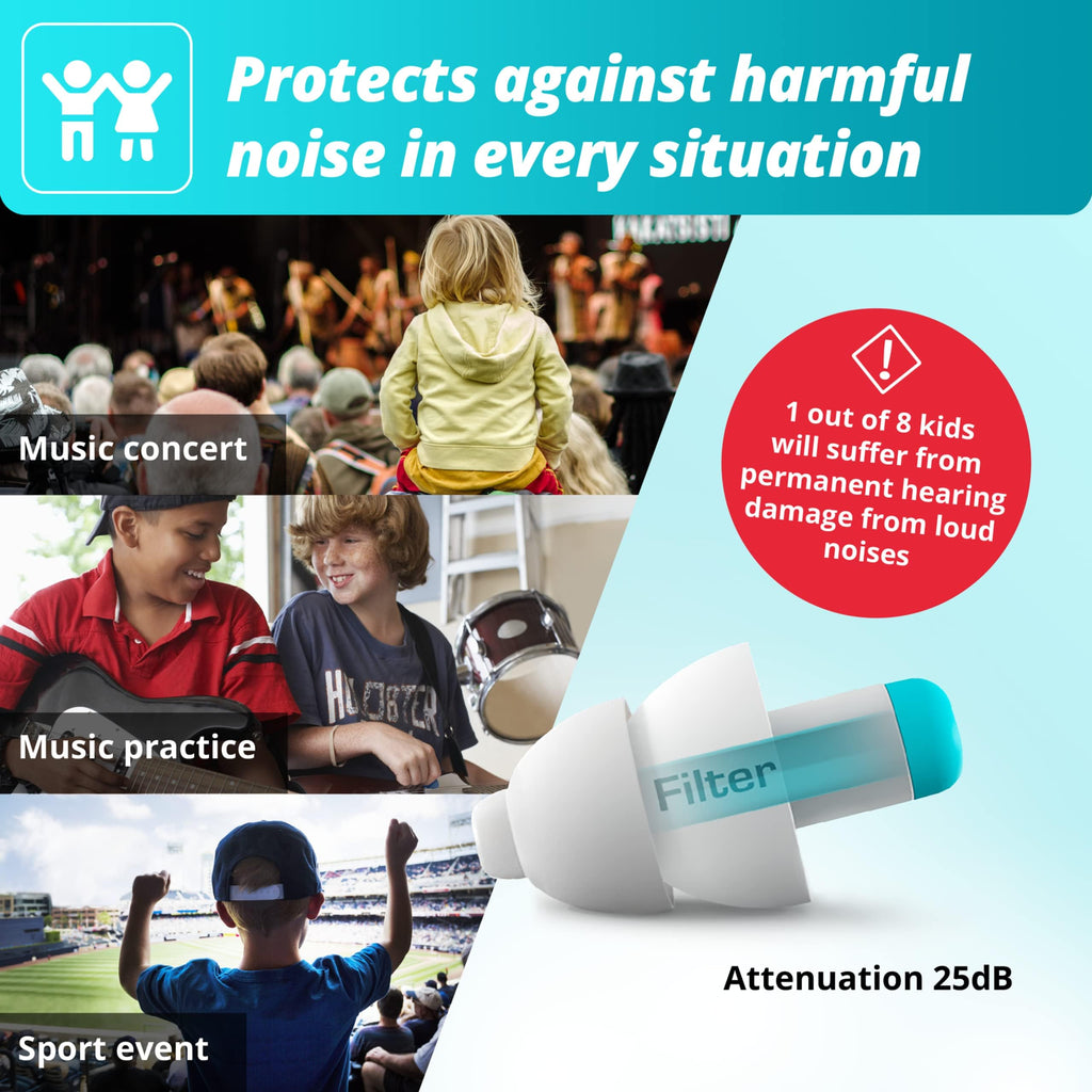 Alpine Pluggies Kids Ear Plugs for Small Ear Canals - Noise Cancelling Earplugs Age 5-12 - Multi-Purpose Ear Protection for Slee