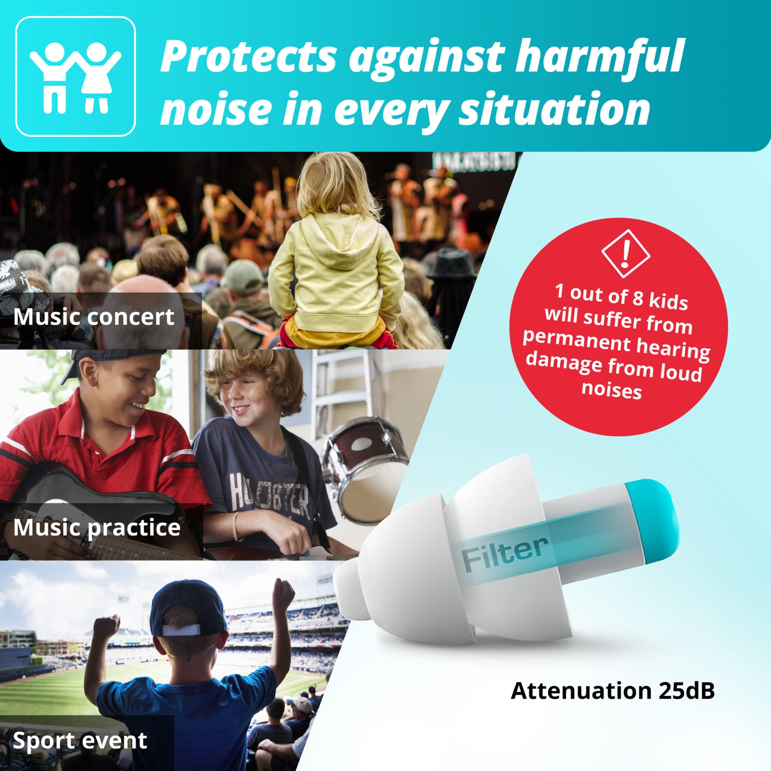 Alpine Pluggies Kids Ear Plugs for Small Ear Canals - Noise Cancelling Earplugs Age 5-12 - Multi-Purpose Ear Protection for Slee