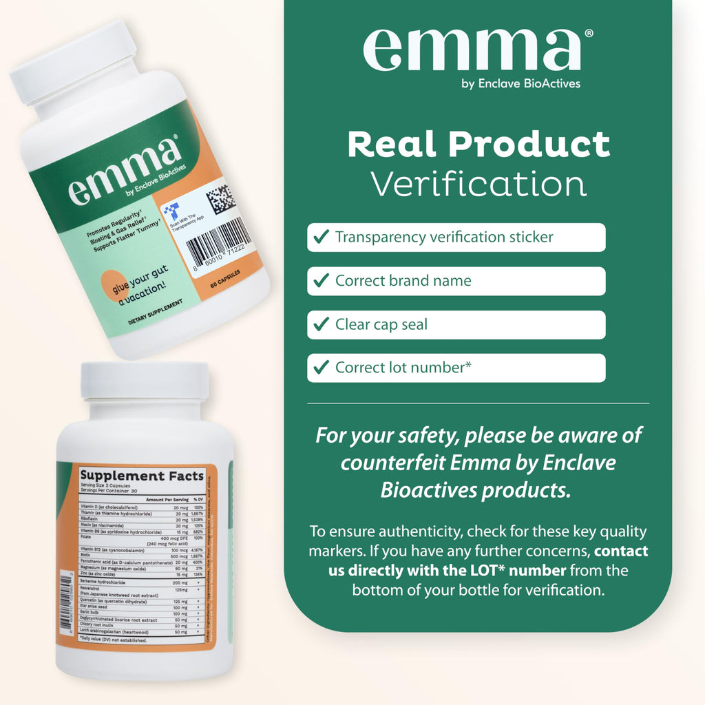 Emma Gut Health - 4 Pack - Gas and Bloating Relief, Constipation, Leaky Gut Repair - Gut Cleanse & Restore Digestion - Regulate