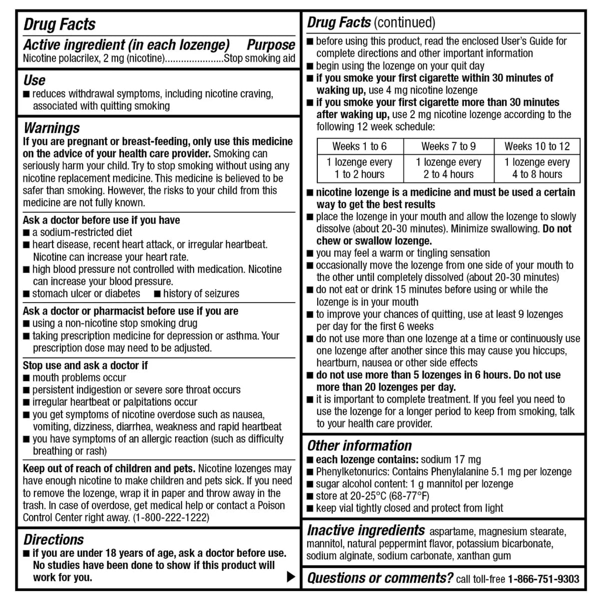 Kirkland Signature Quit Lozenges 2mg., 270 Pieces