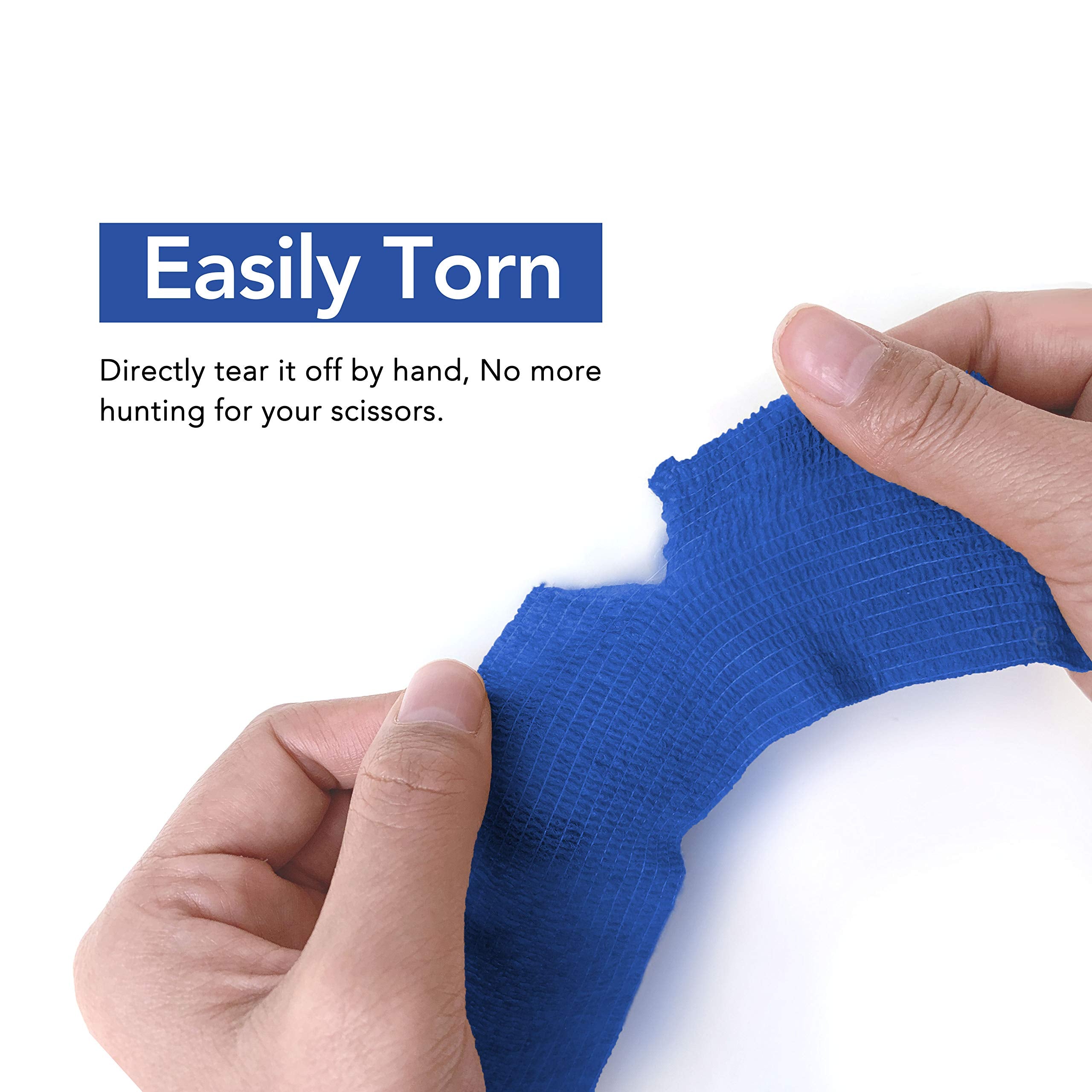 RISEN Cohesive Bandage 2    x 5 Yards, 6 Rolls, Self Adherent Wrap Medical Tape, Adhesive Flexible Breathable First Aid Gauze Id