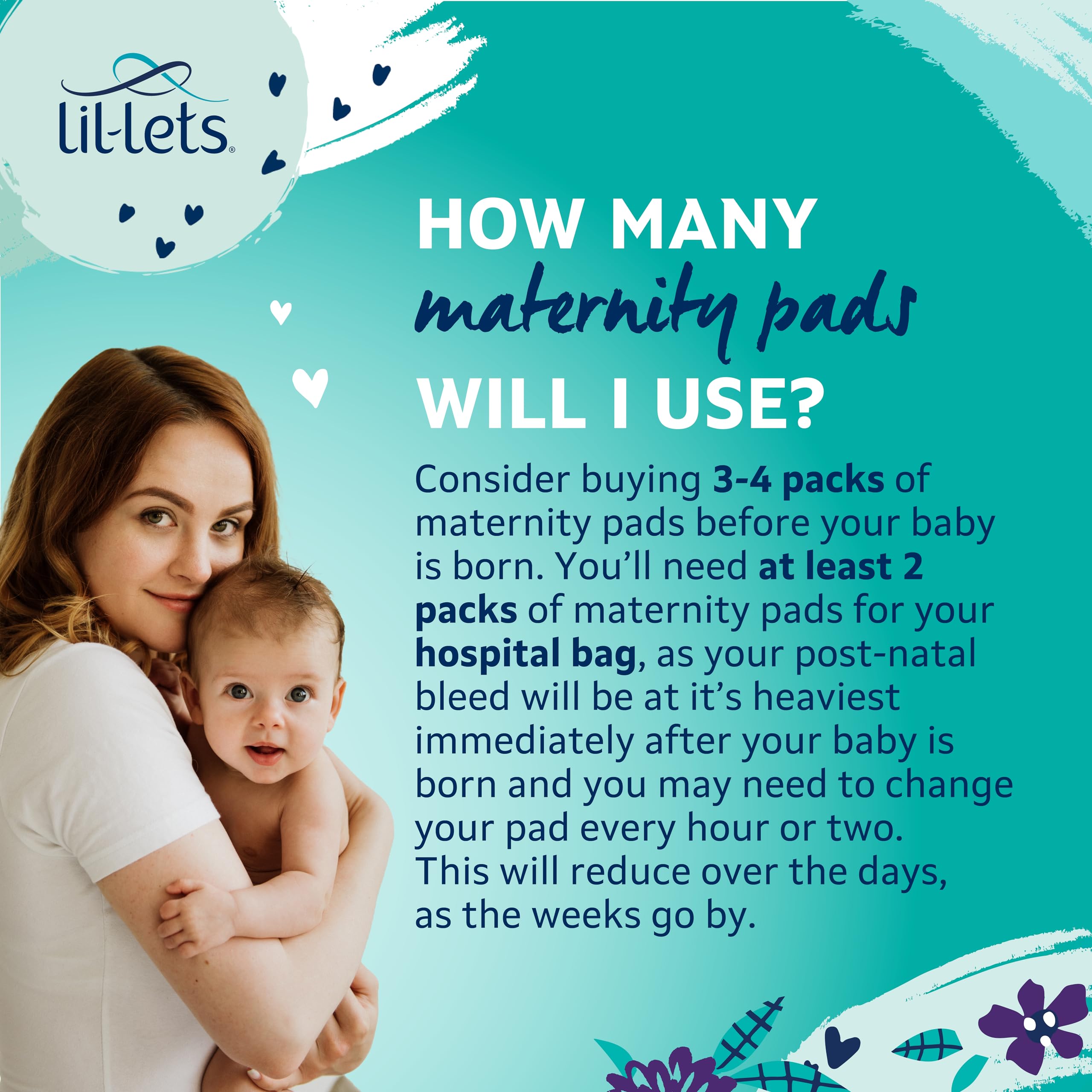 Lil-Lets Extra Long Postpartum Maxi Pads with Wings - 30 Pack Bundle for Post-Natal Bleeding & Heavy Flow - Postpartum Essential
