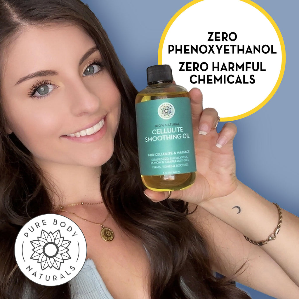 Pure Body Naturals Anti Cellulite Massage Oil, 8 fl oz | 100% Natural Cellulite Remover for Legs and Thighs | Chemical Free Firm