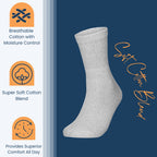 Special Essentials 12 Pairs Cotton Diabetic Ankle Socks - Non-Binding With Extra Wide Top For Men and Women Gray 9-11
