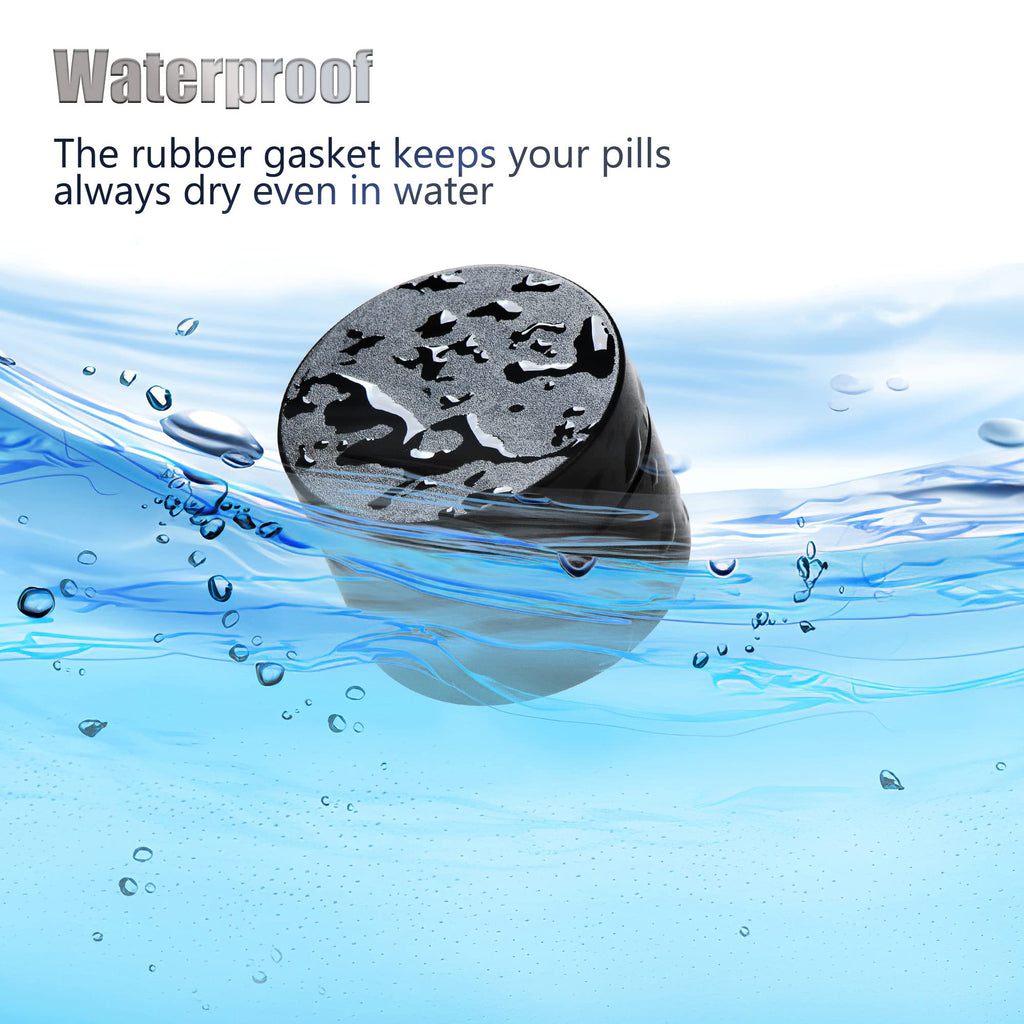 Portable Daily Pill Case, Heavy Duty Aluminium Alloy Round Pill Box, Waterproof Travel Pill Organizer, Pocket Purse Medicine Vit