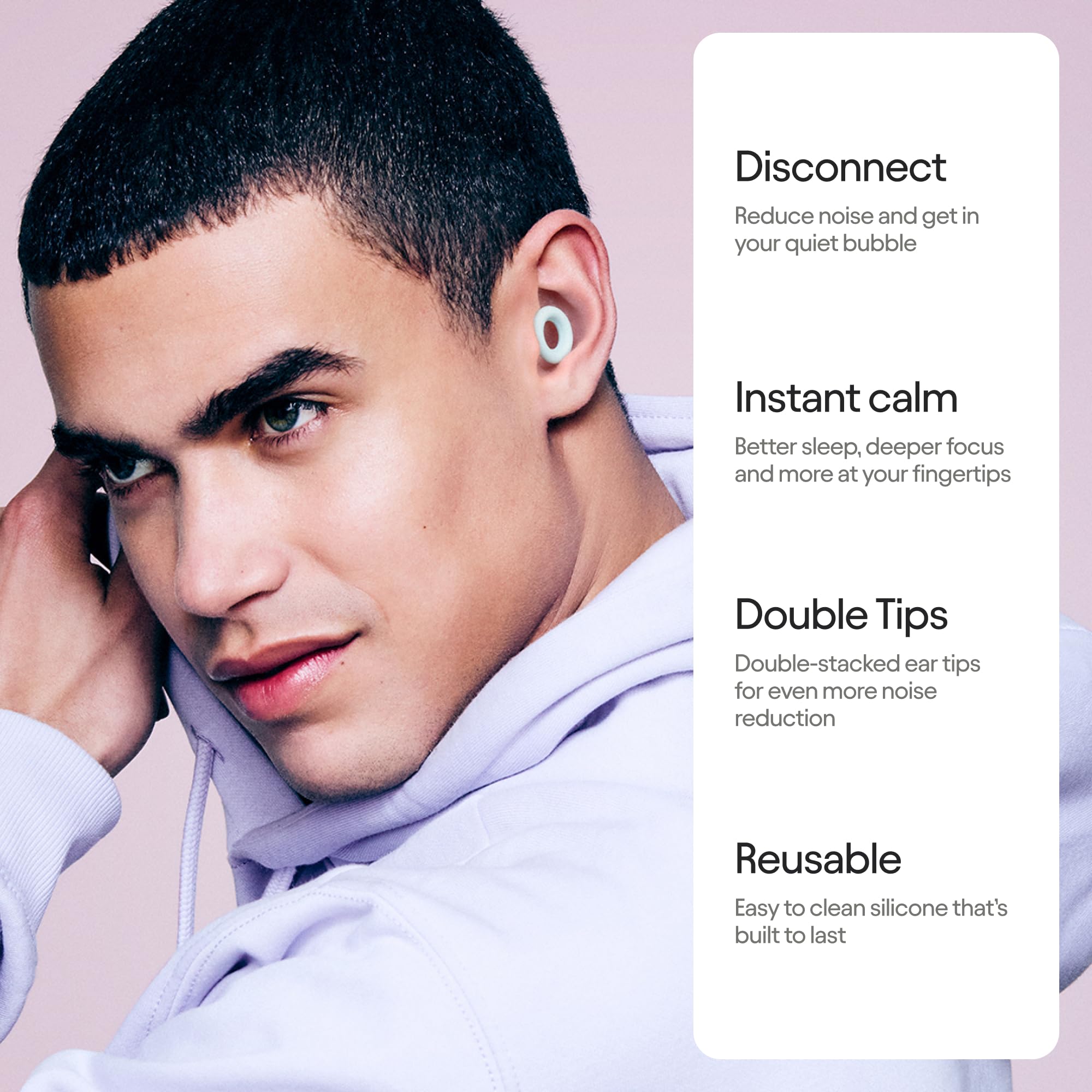 Loop Quiet 2 Plus Ear Plugs with Double Tips - Ultra-Comfy Reusable Earplugs for Sleep, Focus, Travel, Noise Sensitivity | Flexi