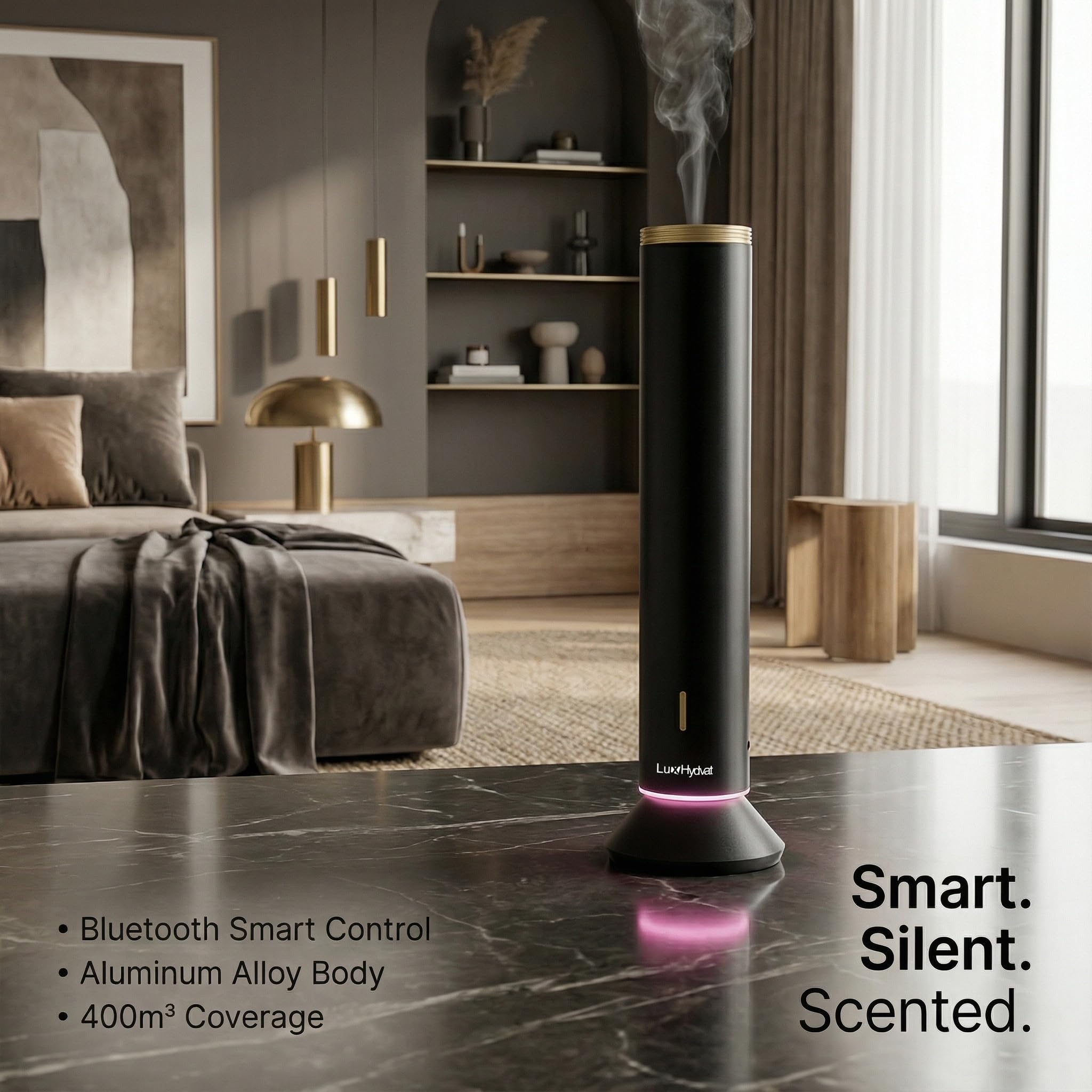 New Upgraded Waterless Scent Oil Nebulizer - Smart App & Remote Control, Covers Up to 4000 Sq Ft, Quiet Aroma Diffuser for Home,