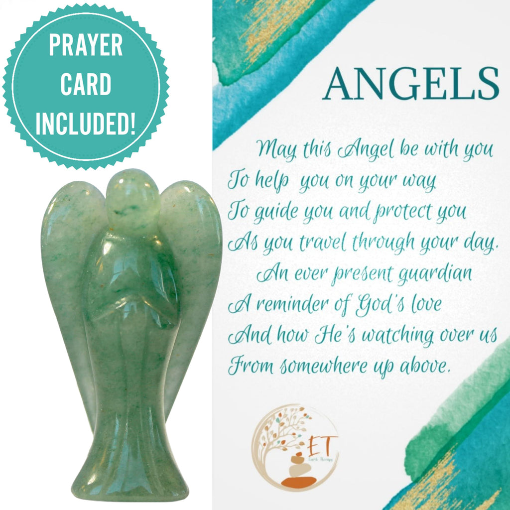 Earth Therapy Original Pocket Guardian Angel with Serenity Prayer Card - Green Aventurine Healing Stone Figurine - Bless Yoursel