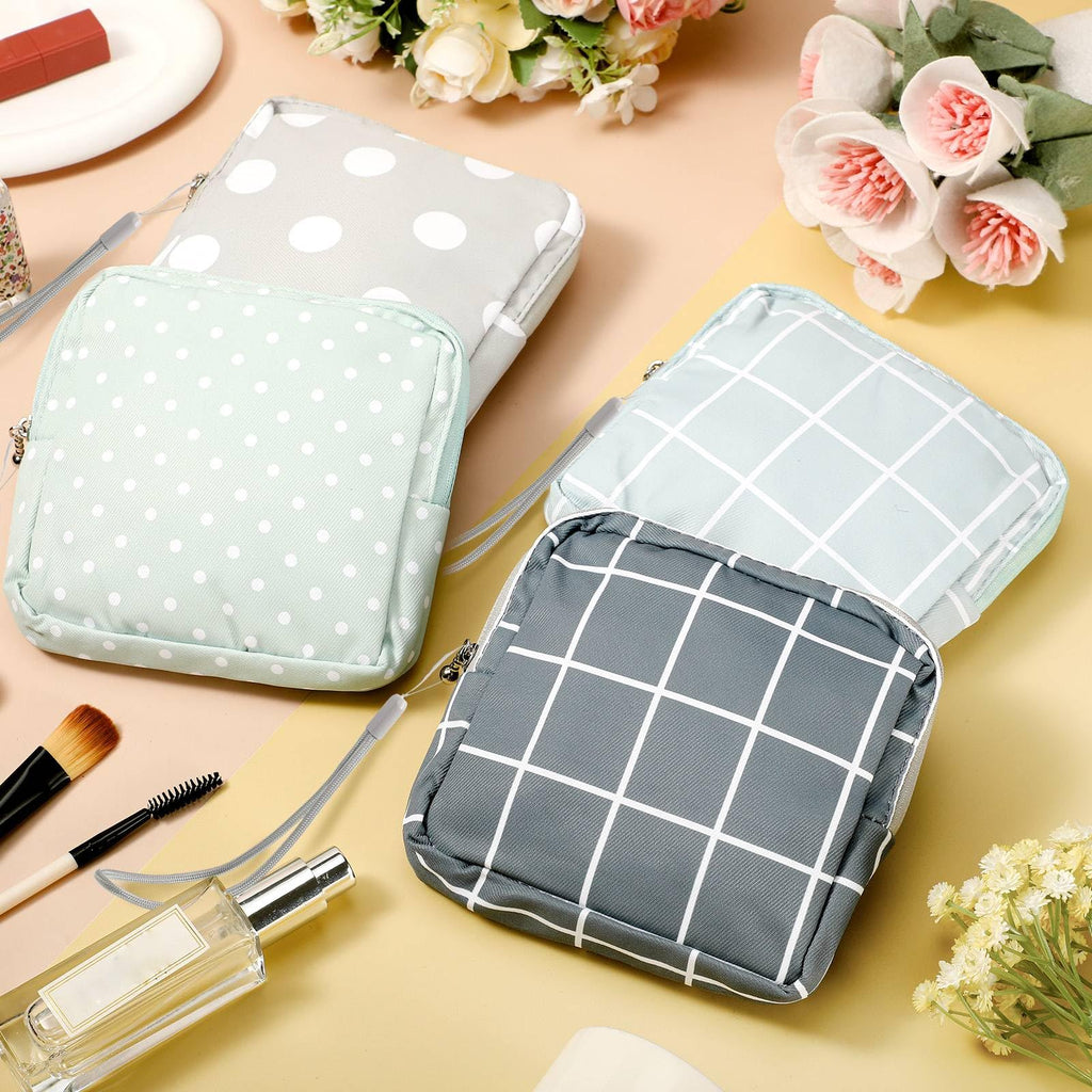 Paterr 12 Pcs Sanitary Napkin Storage Bag Set Including 12 Portable Period Pouch Hand Wrist Strap Lanyard String Holder Tampons