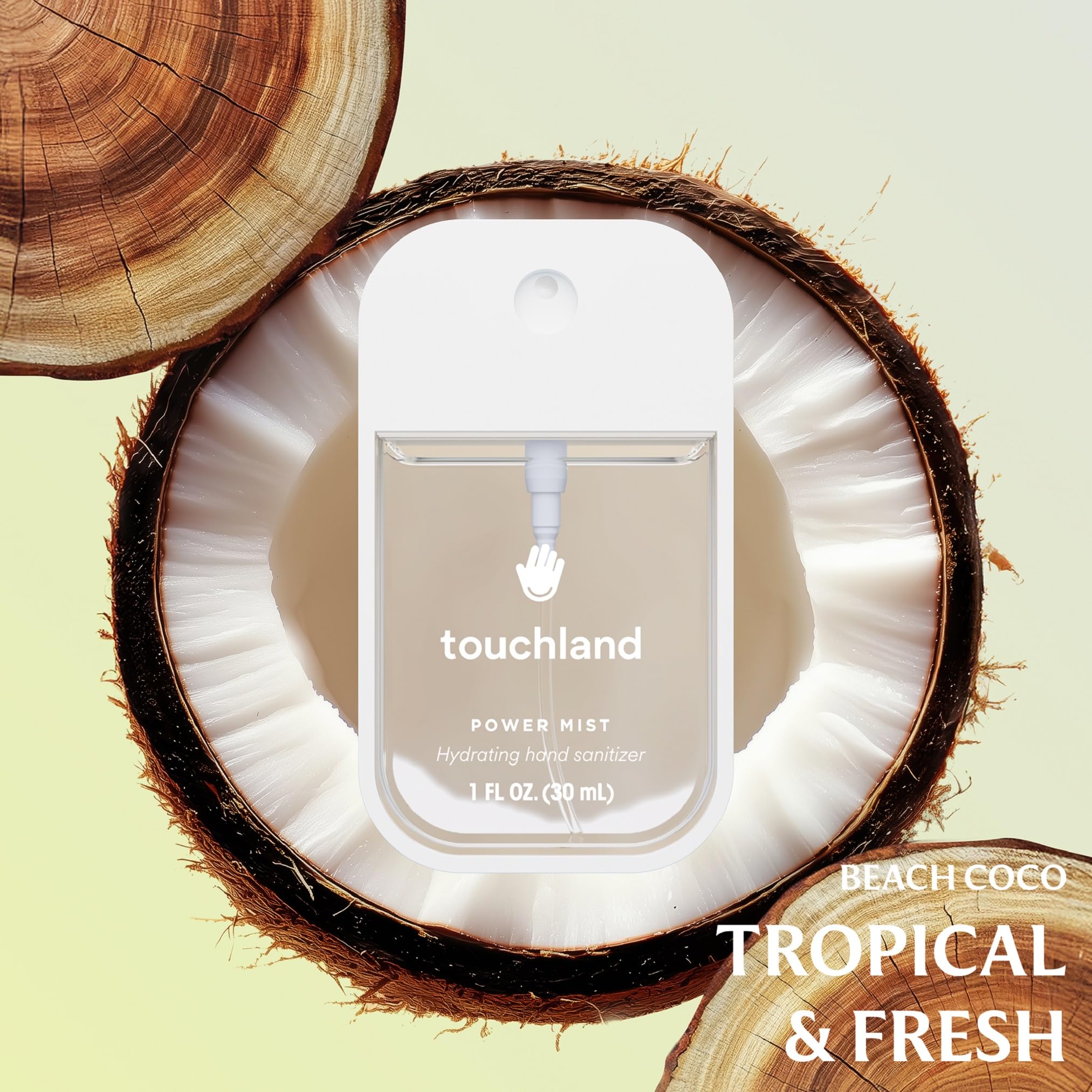 Touchland Hydrating Hand Sanitizer Spray Bundle, DREAM 5 Set (Watermelon, Berry, Beach Coco, Sandalwood Power Mists, Icy White H