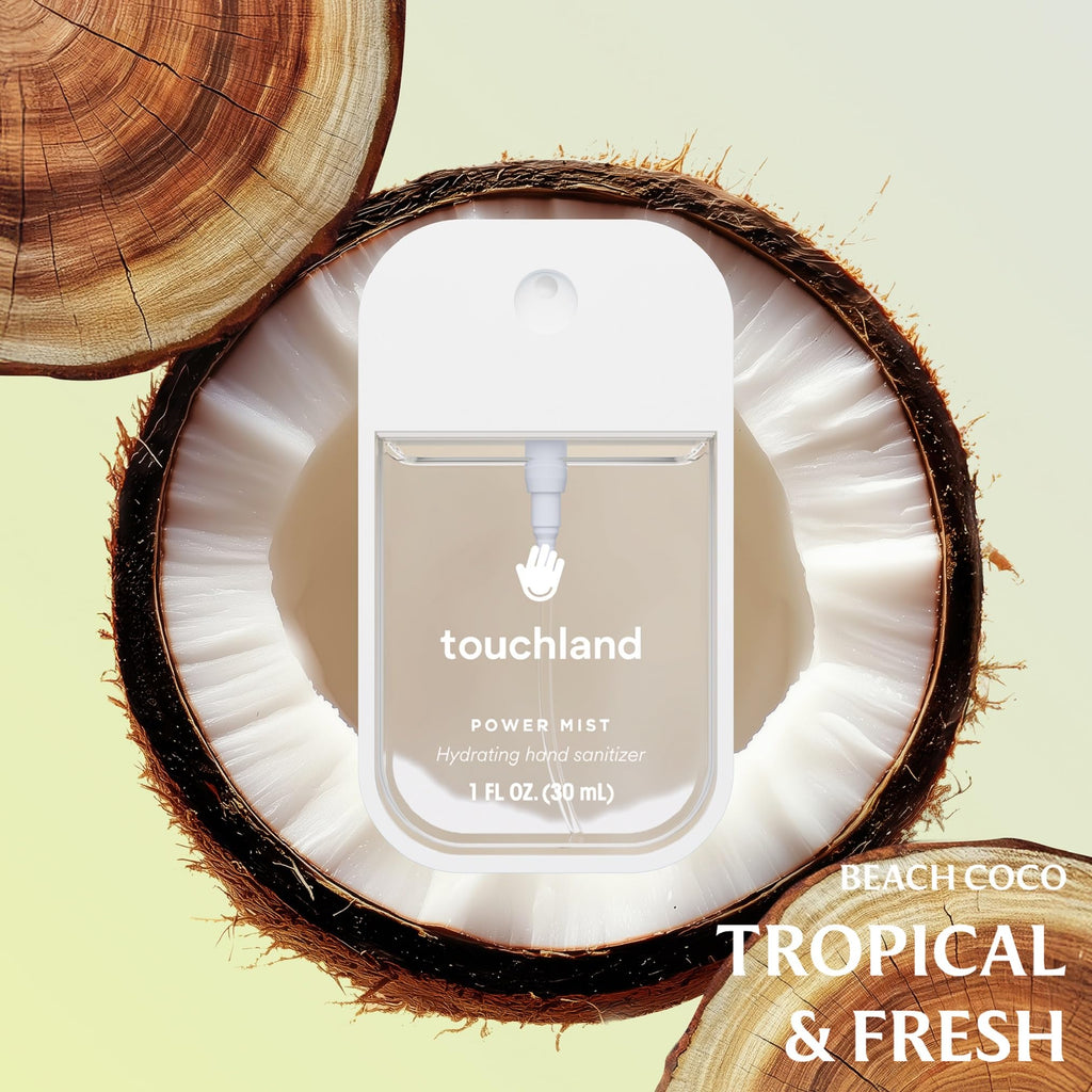 Touchland Power Mist Hydrating Hand Sanitizer Spray, TROPICAL Trio Set (Mango Passion, Beach Coco, Watermelon), 1 FL. OZ. Travel