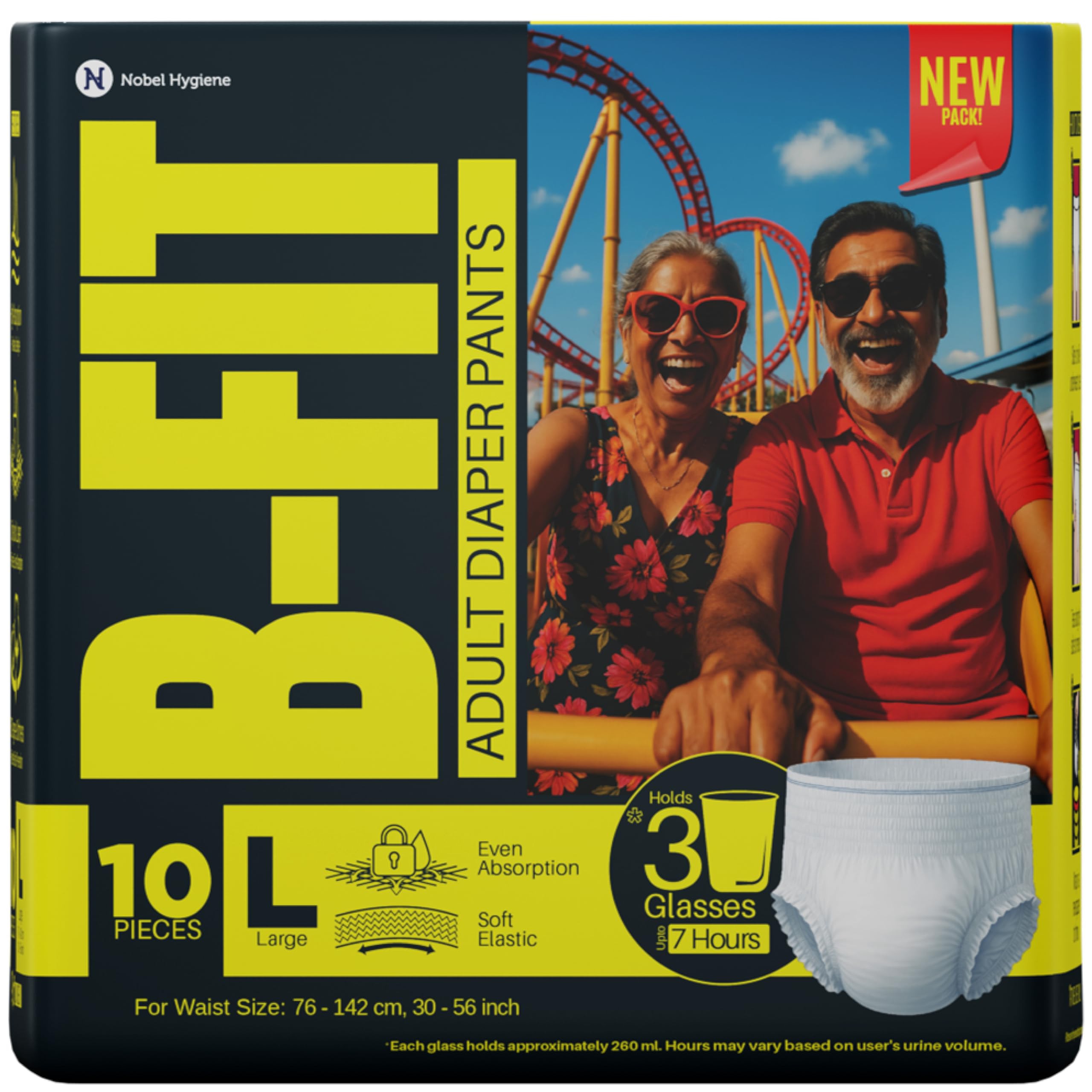 BFit Regular Adult Diaper L Size Pants | 10 Count (Large) | Waist 3056 Inch | Unisex | Leakproof | Even Absorption | Long Prot