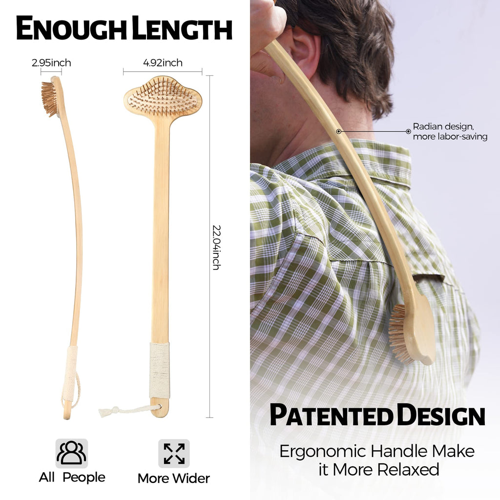 NURENDER Oversized Back Scratcher, Extended Bamboo Scratcher, 22.04 Long Curved Handle; Wider Head; More Larger Scratching Surfa