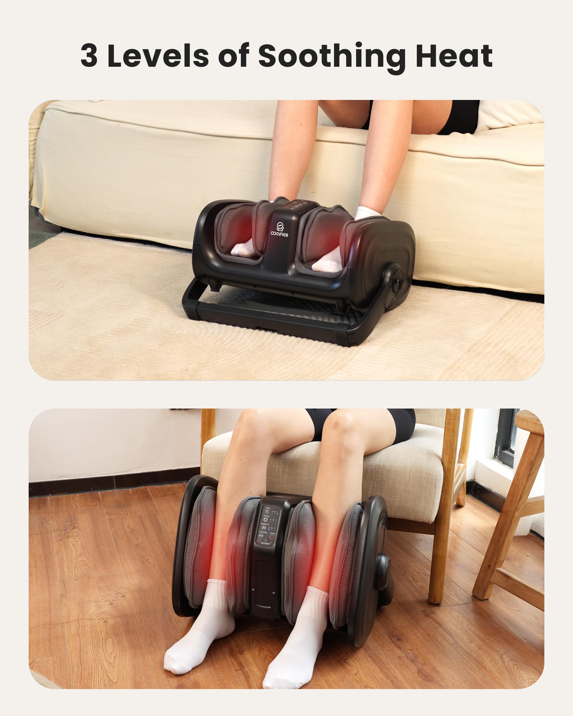 COMFIER Shiatsu Foot Massager Machine, FSA HSA Eligible Foot Calf Massager with Heat, Squeeze & Vibration Massage, Remote Contro